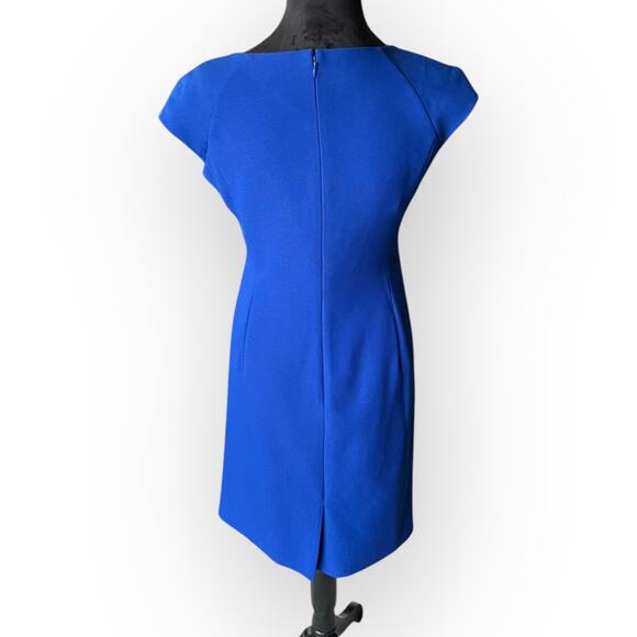 Tahari Women's Royal Blue Square Neck Rouched Sheath Cocktail Dress Size 6P - Picture 10 of 16